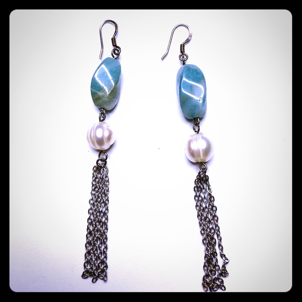 Anna Beck Turquoise & Pearl Earrings .